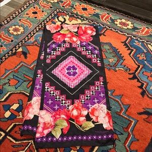 Adrienne Landau Red and Purple Floral Scarf